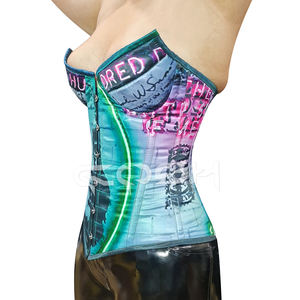 OEM/ODM Vente en gros Bustier corset en satin grande taille respirant à sublimation numérique, imprimé motif dollar, avec fermeture à l'avant - Product Image 1