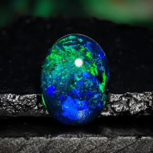 3.42 Carat Ethiopian Black <b>Opal</b> Cabochon AAA Quality Welo Fire <b>Opal</b> Oval Shape Natural Gemstone for Jewelry Making Loose - Product Image 1