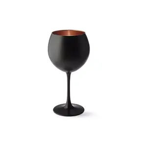 黒マットと銅ワインゴブレット卸売メーカーカスタマイズされた手作り銅ワイン飲用ゴブレットガラス