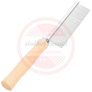 Comfortable Grip <b>Wooden</b> Handle Stainless Steel Rake <b>Comb</b>| Custom logo Pet Dog Cat Grooming <b>Comb</b> for Sale - Product Image 2