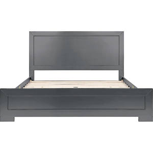 Cadre de lit double au design français contemporain en bois massif avec panneaux gris incrustés pour mobilier de maison, option taille Queen disponible - Product Image 4