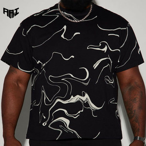 Camiseta Personalizada para Hombre con Estampado Abstracto, 100% Algodón de Buena Calidad, Manga Corta, Estilo Urbano, Proveedor Mayorista OEM ODM - Product Image 1