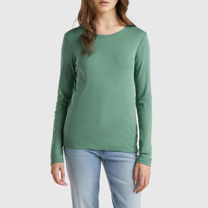 Camiseta de Mujer 2026, Cuello Personalizado, Manga Larga, Diseño OEM ODM, Camiseta de Algodón de Calidad para Mujer, Poliéster/Algodón al por Mayor - Product Image 5