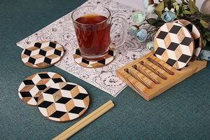 Aaliyan impex ที่รองแก้วทำจากไม้อีพ็อกซี่ทรงสี่เหลี่ยมทันสมัยชุดที่รองแก้วไม้คุณภาพสูงปรับแต่งได้แรงบันดาลใจจากธรรมชาติรักของตกแต่งบ้าน - Product Image 6