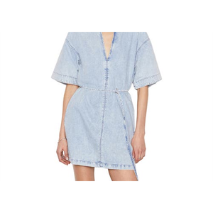 Minidress Caftan Taglia Grande con Dettagli in Denim Leggero - Product Image 2