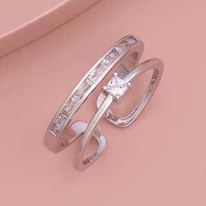 Anillo Geométrico Vintage de Acero Inoxidable y Aleación con Corte Princesa de Diamante, para Regalo - Product Image 1