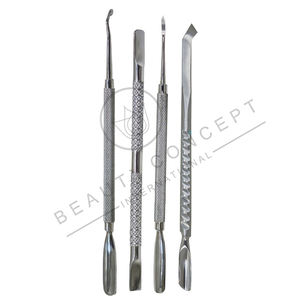 Pousse-cuticules à double face Outil en forme de cuillère en acier inoxydable à bord tranchant Outil de soin des ongles à double extrémité écologique - Product Image 1