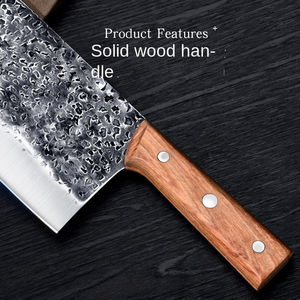 Vendedor caliente de doble propósito de acero inoxidable 5CR15 cuchillo de cocina mango de madera hogar afilado picar martillo Cleaver Metal OEM - Product Image 3