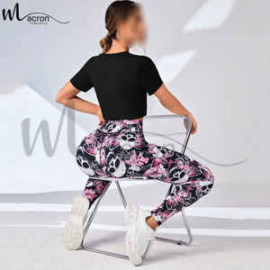 Leggings Deportivos de Cintura Ancha con Estampado Floral y de Calavera, Transpirables, de Primera Calidad, Hechos en Pakistán, del Mejor Proveedor - Product Image 4