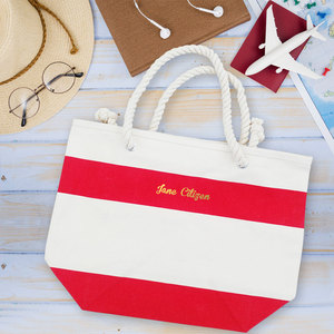 High Quality Customizable Cotton Canvas <b>Beach</b> <b>Tote</b> Bag with Rope Handle Popular Trendy Shopping Bag - Product Image 5