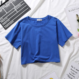 Tops cortos de algodón ajustados de verano informales para mujer, camiseta sin mangas de punto liso con logotipo gráfico personalizado al por mayor, camiseta elástica con apliques - Product Image 1