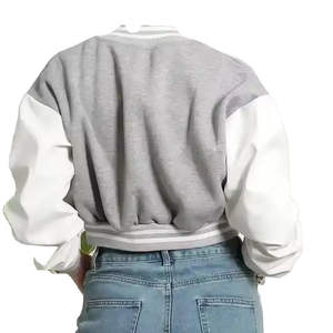 Chaquetas de Invierno, Ropa Urbana, Chaquetas Cortas de Béisbol Lisas, Chaquetas Varsity Personalizadas con Logotipo para Mujer - Product Image 3