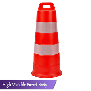 1100mm Traffic Safety Crash Barrel PE Barrières routières en plastique réfléchissant avec base en caoutchouc - Product Image 3
