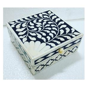 Vente en gros de boîte cadeau en bois de luxe incrustation d'os boîte de rangement pour bijoux avec décoration indienne logo personnalisé artisanat - Product Image 1