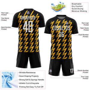 Conjuntos de uniformes de fútbol hechos a mano con auténticas telas transpirables ligeras acabado de secado rápido para escuelas academias clubes de fútbol - Product Image 2