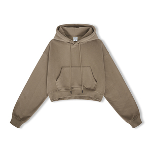 Qualité supérieure personnalisée femmes haut court à capuche décontracté femmes sweats à capuche pull recadrée surdimensionné femmes sweats à capuche - Product Image 2