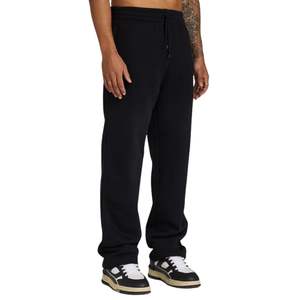 Pantalones de chándal relajados colectivos negros para hombre, cintura elástica de ajuste cómodo de algodón pesado suave, uso diario Premium - Product Image 4