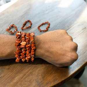 Red Jasper Healing Crystal Chip Bracelet Eco-Friendly Luxury Feng Shui Traditional Energy <b>Stone</b> Jewelry for Balance & Protection - Product Image 4