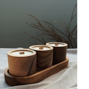 Contenedor de tarro de vela de madera único Premium para el hogar Hotel restaurante iluminación tarro de vela perfumada para decoración de mesa - Product Image 5