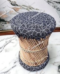 Tabouret moderne personnalisé polyvalent en bambou naturel soufflé pouf pour console extérieure incrustée d'os poufs Mudda à bas prix - Product Image 6