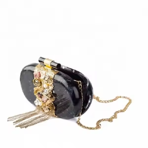 Caja Patrón Resina Seda Metal para Bodas y Fiestas Lujo Negro por media luna artesanías - Product Image 4