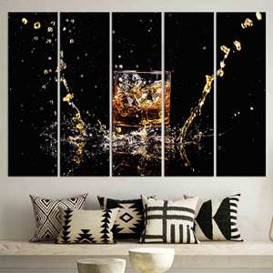 งานศิลปะบนผ้าใบพิมพ์ลายสวยงาม: ดีไซน์นามธรรมสมัยใหม่ ชุดผ้าใบ 5 ชิ้น - Product Image 1