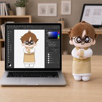 Boneka Plush Kawaii Custom Kacamata Bulat Rompi Berlapis Figur Isi Kapas PP Lembut