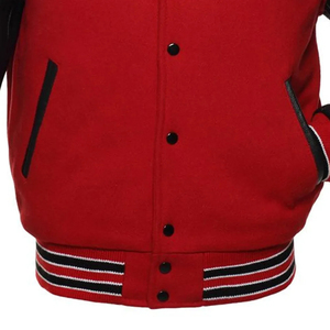 Diseño personalizado al por mayor 100% negro lana Varsity bombardero manga de cuero chaqueta de invierno de béisbol - Product Image 6