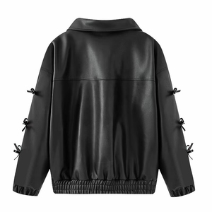 Promoción, Nueva Moda, Abrigo de Piel de Cordero Genuina, Chaqueta Corta de Piel para Mujer, Chaqueta de Cuero, Chaqueta Bomber B3 - Product Image 3