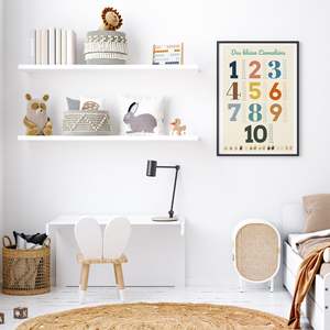 Affiche pédagogique pour enfants 1x1, table de nombres, cadre en métal noir - Product Image 1