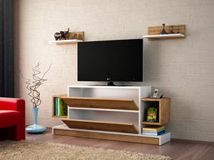 Unidad de TV de madera de nogal blanco de lujo exclusiva del superventas de Turkiye, aglomerado mágico de estilo de diseño moderno para sala de estar de granja - Product Image 2