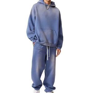 Conjunto Deportivo de Hombre de Alta Calidad, 100% Algodón, Estilo Holgado, Lavado Ácido, Sudadera con Capucha y Pantalones Jogger, Ropa Urbana - Product Image 1