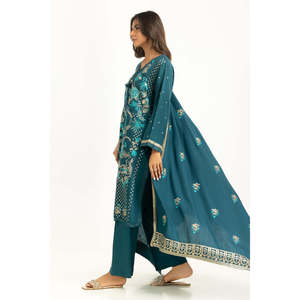 IUSTKSD-1234 Traje de Satén Pashmina Bordado de 3 Piezas - Product Image 4