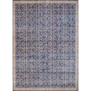 Alfombra de Lana Anudada a Mano Erbe Blue con Patrón Geométrico y Abstracto para Sala de Estar, Pasillo, Forma Rectangular, Alfombras Jaipur ZA - Product Image 1