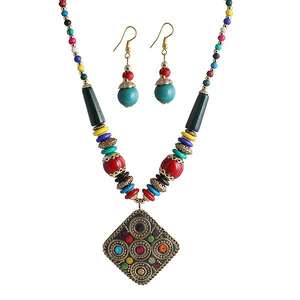 Beadside <b>Antique</b> <b>Gold</b> Necklace Set 1105915A Multicolor Beads Fashion Jewelry - Product Image 1