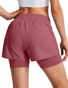 Short en denim de coton taille haute pour femme bouton croisé extensible jambe droite manchette brute respirant lavé techniques motif chaud - Product Image 3