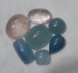 Véritable aigue-marine naturelle Morganite Cabochon Pierres précieuses en vrac pour la fabrication de bijoux Aigue-marine Lot de gros - Product Image 1