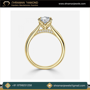 Bague de fiançailles personnalisée en diamant moissanite tendance VVS, or massif 14 carats, bande solitaire, classique, pour les anniversaires de mariage, les fêtes, les cadeaux - Product Image 4