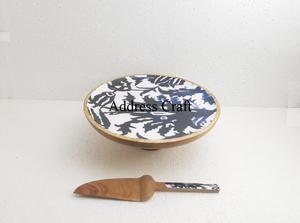 Soporte de pastel de madera con estampado de esmalte de último diseño, vajilla, decoración de boda, aspecto moderno, forma redonda, soporte para servir postres para fiesta - Product Image 2