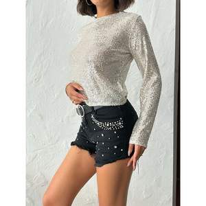 Blusas y Camisas para Mujer Topshow, Adornadas con Lentejuelas Brillantes, Manga Larga, Disponibilidad al por Mayor - Product Image 4