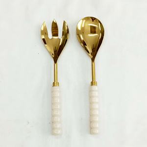 salad bar serving set metal decorative salad servers <b>Gold</b> <b>Mirror</b> Polished Cutlery <b>Table</b> Dessert Salad Server Spoon - Product Image 1
