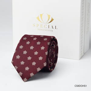 Corbata de seda de morera para hombre de alta calidad-Tejido Pure Silk Red CS8DOHS1 | Colección Tinh Vu | Vietnam - Product Image 4