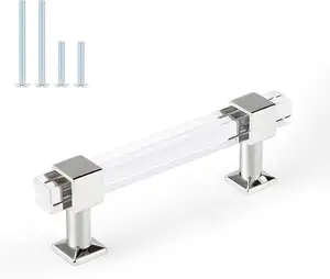 Acrylic Cabinet Handles/Cabinet Hardware Clear Pulls/Clear Cabinet Pulls Polished Chrome for Kitchen Handles chrome handles