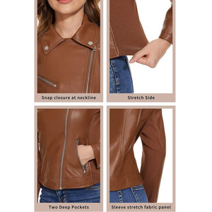 Chaqueta de Cuero para Mujer, Nueva Moda 2025, Cómoda, Estilo Urbano, Color Sólido, Informal, Chaquetas de Cuero Genuino para Mujer - Product Image 6
