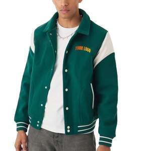 Chaquetas Varsity al por Mayor, Parches Bordados en Chenilla, Chaqueta con Capucha para Hombre, Impermeable, con Logotipo Frontal, Corte Cuadrado Informal para Invierno - Product Image 6