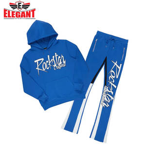 Dans une couleur bleue unie de la plus haute qualité Faites vos propres vêtements d'extérieur respirants pour hommes Survêtements évasés par des sports élégants - Product Image 2