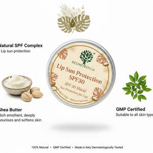 บาล์มกันแดดอิตาลี RedMoringa ป้องกันแสงแดด 30+ ขนาด 8 มล. สูตรธรรมชาติ บำรุงและให้ความชุ่มชื้น ได้รับการรับรองมาตรฐาน GMP ผลิตแบบ OEM - Product Image 3