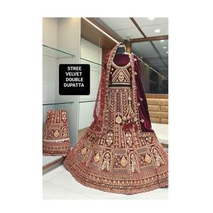 Elegante Lehenga Choli nupcial indio de terciopelo con trabajo de bordado Alta demanda para ocasiones festivas de adultos - Product Image 3