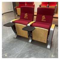 Chaise de théâtre bordeaux, siège d'auditorium, dossier haut, rembourrage en mousse, accoudoirs en chêne, tablette latérale pliable, absorption acoustique, siège rotatif
