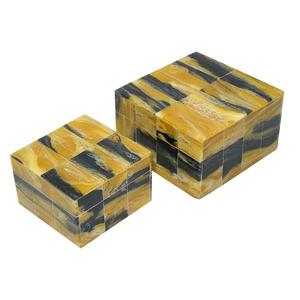 MOP Box Unique Collier Bijoux Boîtes Décoratives Haute Qualité Corne Os De Luxe Imprimé Logo Personnalisé Emballage De Stockage De Bijoux - Product Image 2